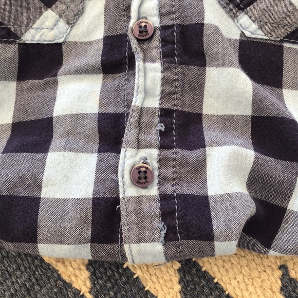 SPLENDID kids blue check shirt size 10 with pockets button down elbow patches - Picture 13 of 16